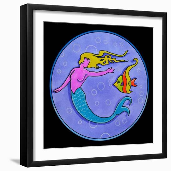 Pop Art Mermaid Circle-Howie Green-Framed Giclee Print