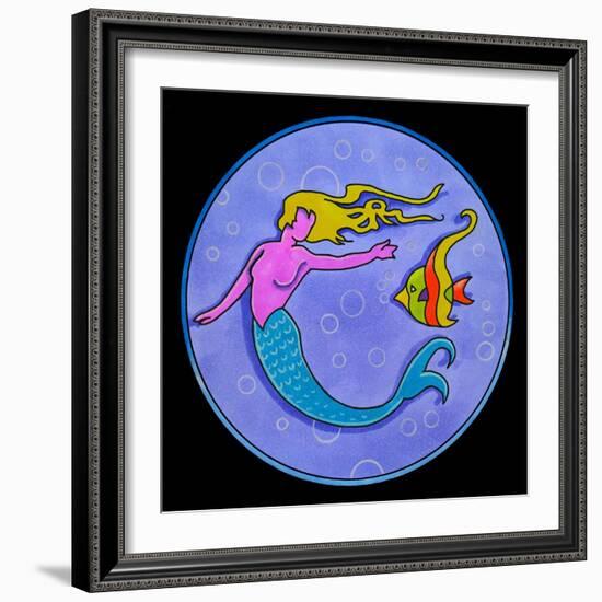 Pop Art Mermaid Circle-Howie Green-Framed Giclee Print