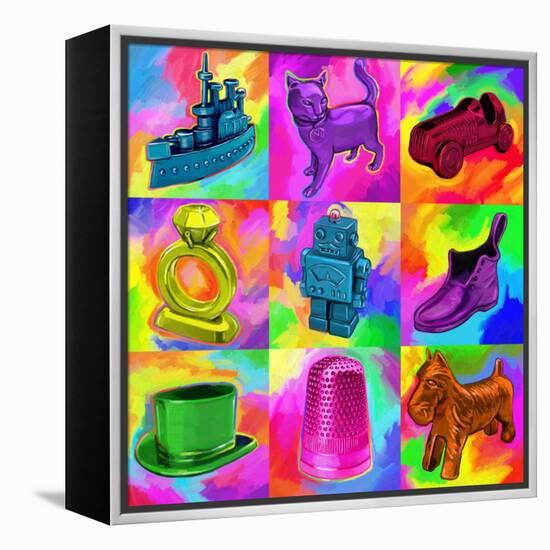 Pop Art Monopoly Pieces-Howie Green-Framed Premier Image Canvas