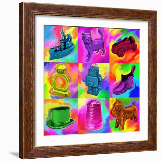 Pop Art Monopoly Pieces-Howie Green-Framed Giclee Print