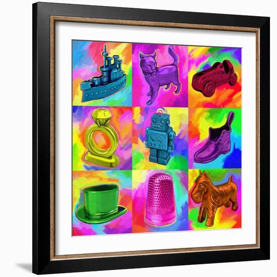 Pop Art Monopoly Pieces-Howie Green-Framed Giclee Print