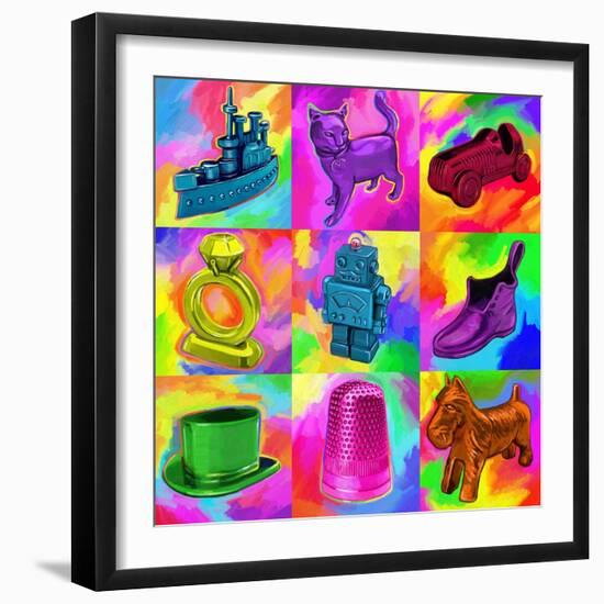 Pop Art Monopoly Pieces-Howie Green-Framed Giclee Print