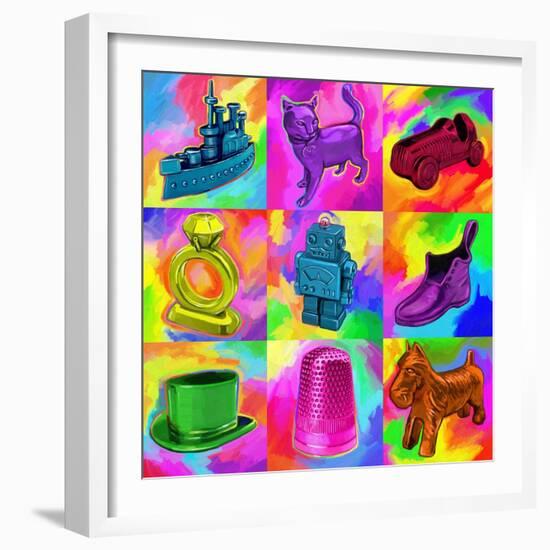 Pop Art Monopoly Pieces-Howie Green-Framed Giclee Print