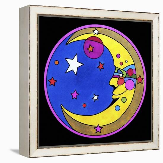 Pop Art Moon Circle-Howie Green-Framed Premier Image Canvas