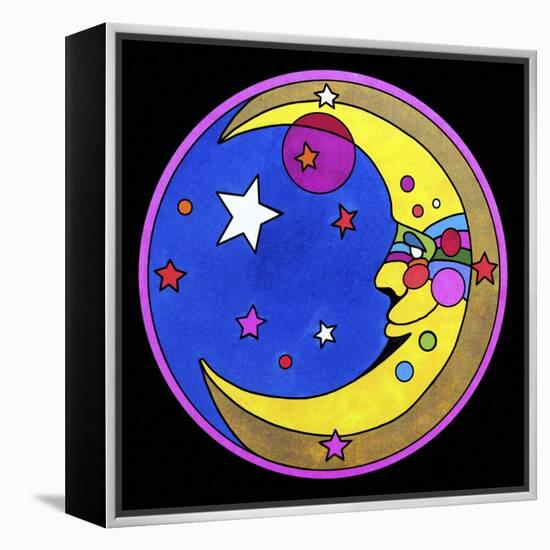 Pop Art Moon Circle-Howie Green-Framed Premier Image Canvas