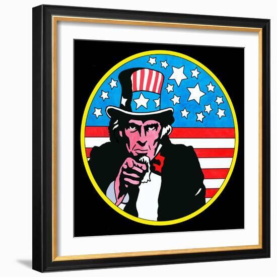 Pop Art Uncle Sam Circle-Howie Green-Framed Giclee Print