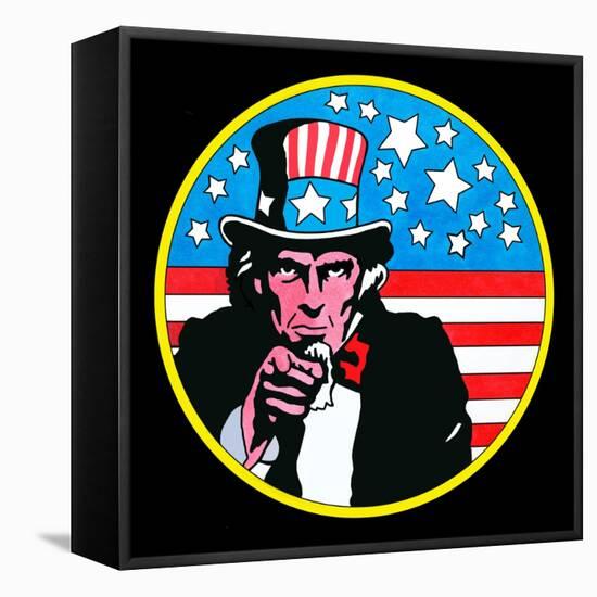 Pop Art Uncle Sam Circle-Howie Green-Framed Premier Image Canvas