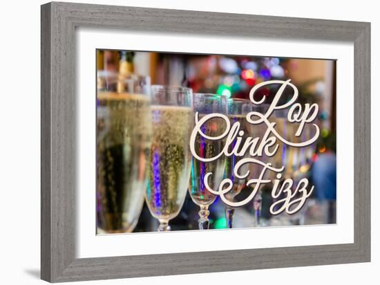 Pop Clink Fizz - Champagne Glasses-Lantern Press-Framed Art Print