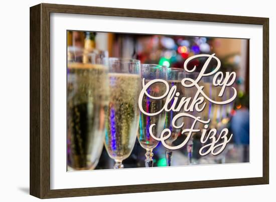 Pop Clink Fizz - Champagne Glasses-Lantern Press-Framed Art Print