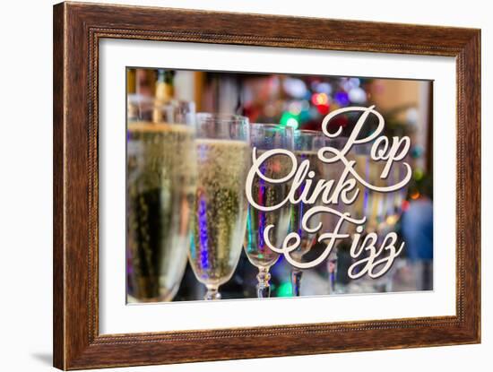 Pop Clink Fizz - Champagne Glasses-Lantern Press-Framed Art Print