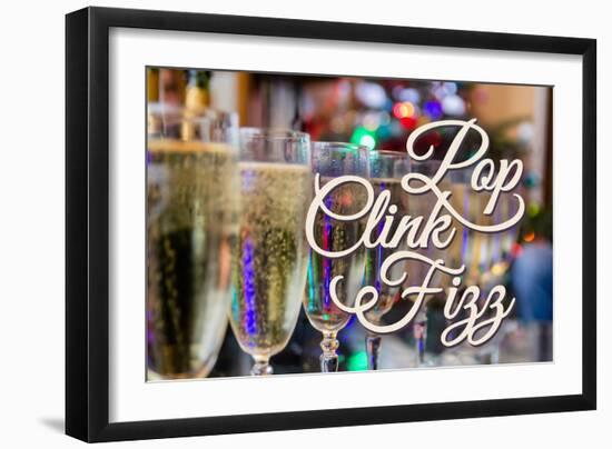 Pop Clink Fizz - Champagne Glasses-Lantern Press-Framed Art Print