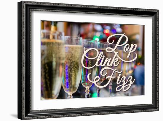 Pop Clink Fizz - Champagne Glasses-Lantern Press-Framed Art Print