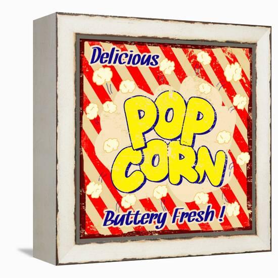 Pop Corn Vintage Poster-radubalint-Framed Stretched Canvas