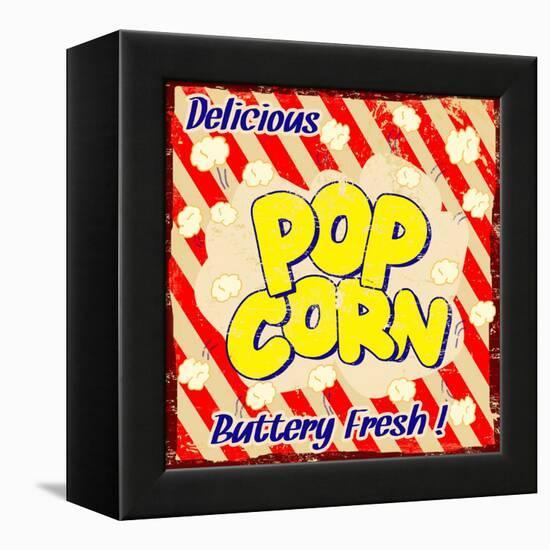 Pop Corn Vintage Poster-radubalint-Framed Stretched Canvas