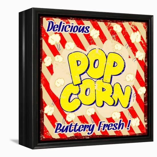 Pop Corn Vintage Poster-radubalint-Framed Stretched Canvas