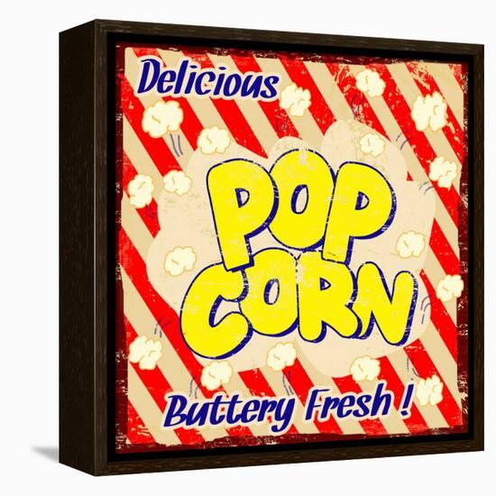 Pop Corn Vintage Poster-radubalint-Framed Stretched Canvas