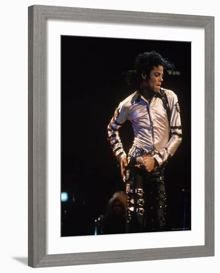 Pop Entertainer Michael Jackson Singing and Dancing at Event-David Mcgough-Framed Premium Photographic Print