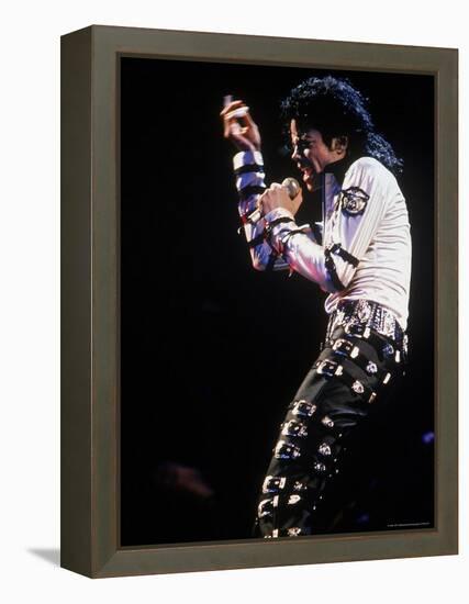 Pop Entertainer Michael Jackson Singing at Event-David Mcgough-Framed Premier Image Canvas