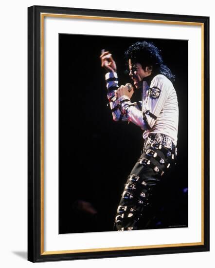 Pop Entertainer Michael Jackson Singing at Event-David Mcgough-Framed Premium Photographic Print