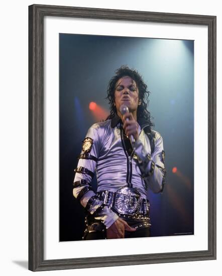 Pop Entertainer Michael Jackson Singing at Event-David Mcgough-Framed Premium Photographic Print