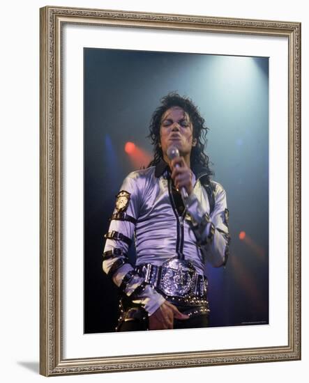 Pop Entertainer Michael Jackson Singing at Event-David Mcgough-Framed Premium Photographic Print