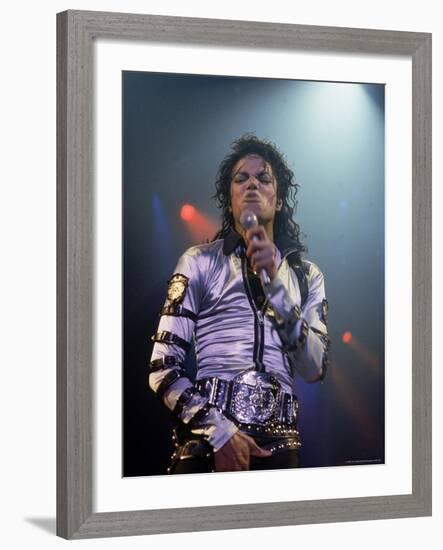 Pop Entertainer Michael Jackson Singing at Event-David Mcgough-Framed Premium Photographic Print