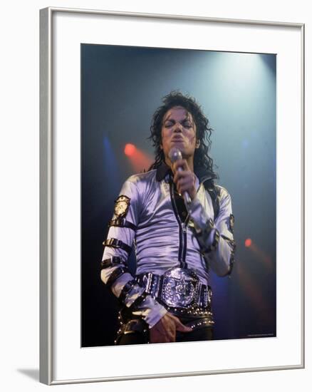 Pop Entertainer Michael Jackson Singing at Event-David Mcgough-Framed Premium Photographic Print