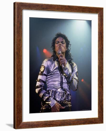 Pop Entertainer Michael Jackson Singing at Event-David Mcgough-Framed Premium Photographic Print