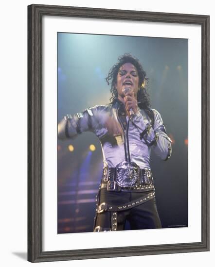 Pop Entertainer Michael Jackson Singing at Event-David Mcgough-Framed Premium Photographic Print