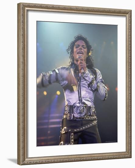 Pop Entertainer Michael Jackson Singing at Event-David Mcgough-Framed Premium Photographic Print