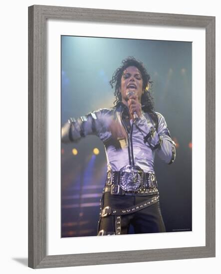 Pop Entertainer Michael Jackson Singing at Event-David Mcgough-Framed Premium Photographic Print