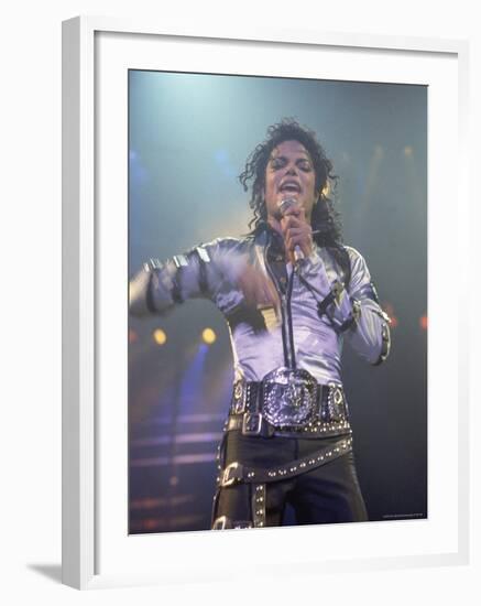 Pop Entertainer Michael Jackson Singing at Event-David Mcgough-Framed Premium Photographic Print