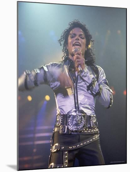 Pop Entertainer Michael Jackson Singing at Event-David Mcgough-Mounted Premium Photographic Print