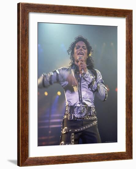 Pop Entertainer Michael Jackson Singing at Event-David Mcgough-Framed Premium Photographic Print