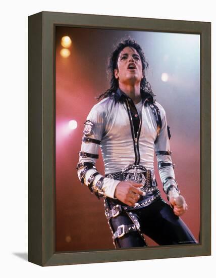 Pop Entertainer Michael Jackson Singing at Event-David Mcgough-Framed Premier Image Canvas