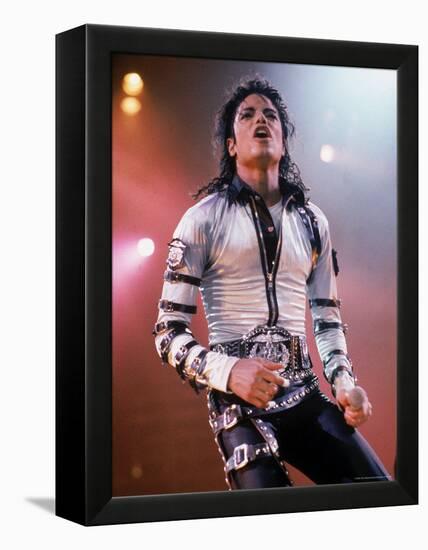 Pop Entertainer Michael Jackson Singing at Event-David Mcgough-Framed Premier Image Canvas