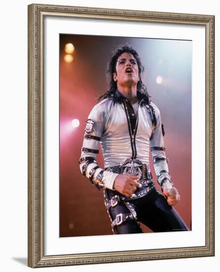 Pop Entertainer Michael Jackson Singing at Event-David Mcgough-Framed Premium Photographic Print