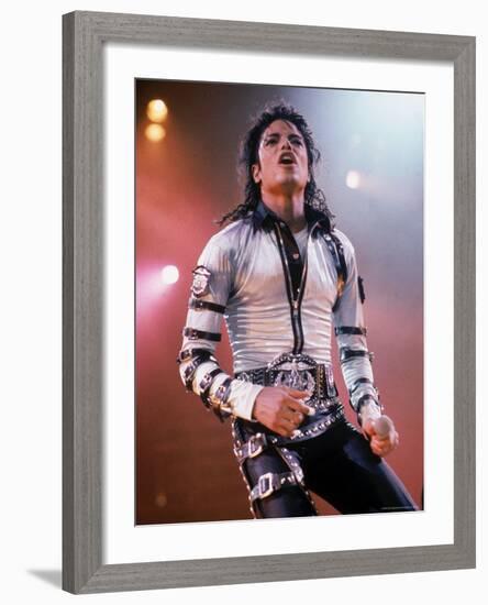 Pop Entertainer Michael Jackson Singing at Event-David Mcgough-Framed Premium Photographic Print