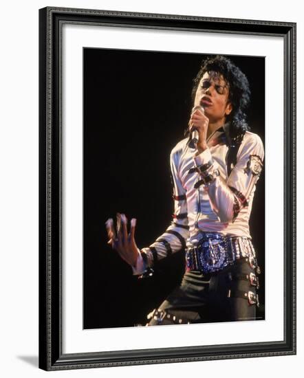 Pop Entertainer Michael Jackson Singing at Event-David Mcgough-Framed Premium Photographic Print