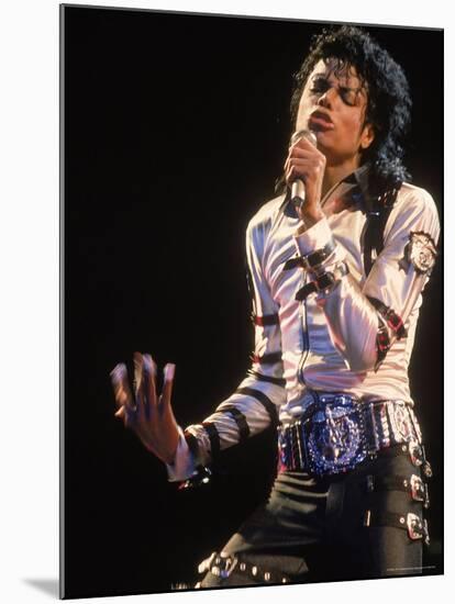 Pop Entertainer Michael Jackson Singing at Event-David Mcgough-Mounted Premium Photographic Print