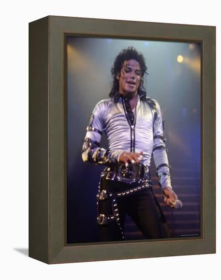 Pop Entertainer Michael Jackson Singing at Event-David Mcgough-Framed Premier Image Canvas