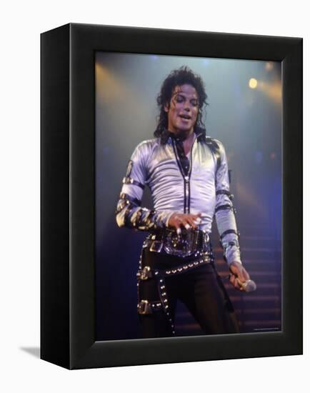 Pop Entertainer Michael Jackson Singing at Event-David Mcgough-Framed Premier Image Canvas