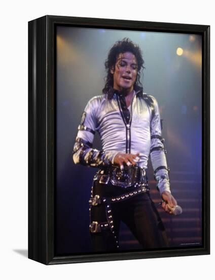 Pop Entertainer Michael Jackson Singing at Event-David Mcgough-Framed Premier Image Canvas