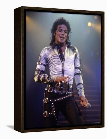 Pop Entertainer Michael Jackson Singing at Event-David Mcgough-Framed Premier Image Canvas