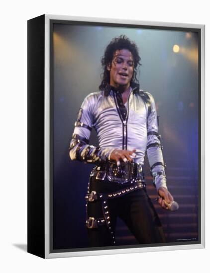 Pop Entertainer Michael Jackson Singing at Event-David Mcgough-Framed Premier Image Canvas