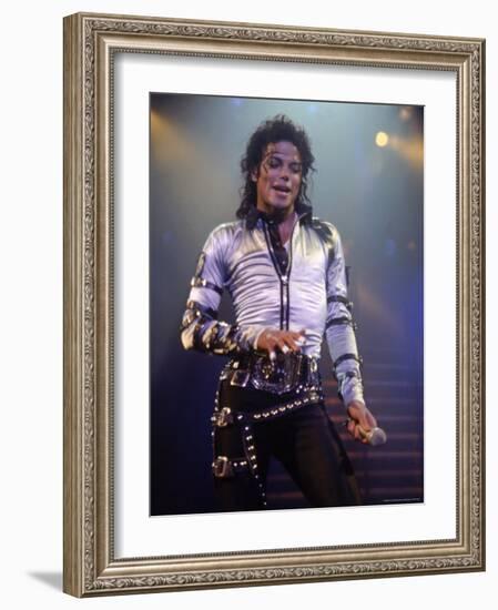 Pop Entertainer Michael Jackson Singing at Event-David Mcgough-Framed Premium Photographic Print