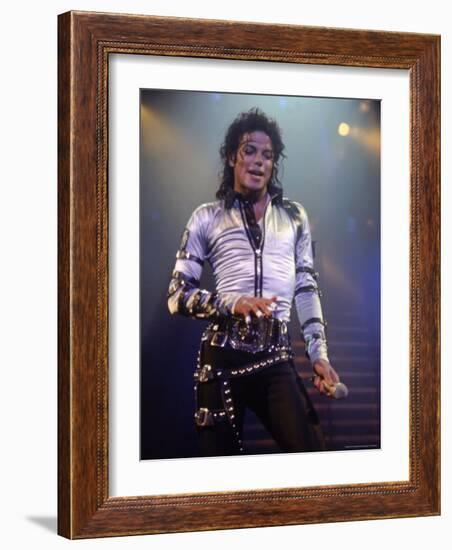 Pop Entertainer Michael Jackson Singing at Event-David Mcgough-Framed Premium Photographic Print