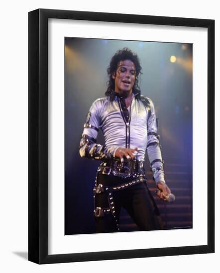 Pop Entertainer Michael Jackson Singing at Event-David Mcgough-Framed Premium Photographic Print