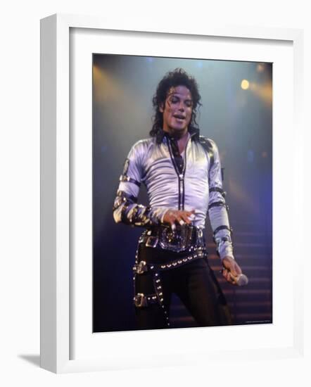 Pop Entertainer Michael Jackson Singing at Event-David Mcgough-Framed Premium Photographic Print