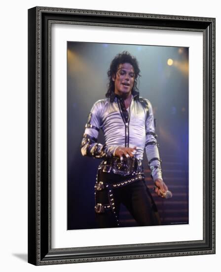 Pop Entertainer Michael Jackson Singing at Event-David Mcgough-Framed Premium Photographic Print